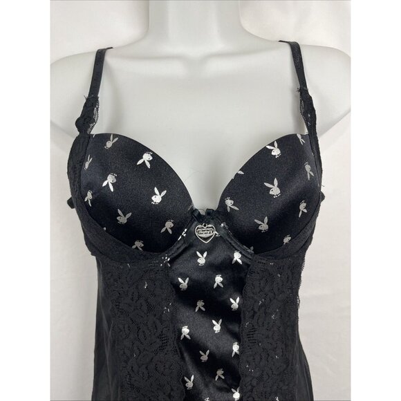 Playboy Intimates Lace & Metallic Babydoll Nightgown Womens Size L - Picture 2 of 14